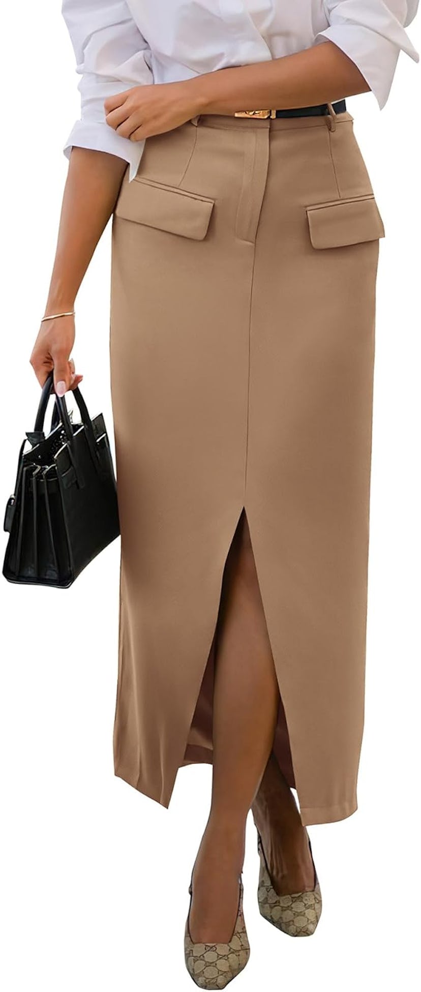 BTFBM High Waisted Cargo Maxi Skirt