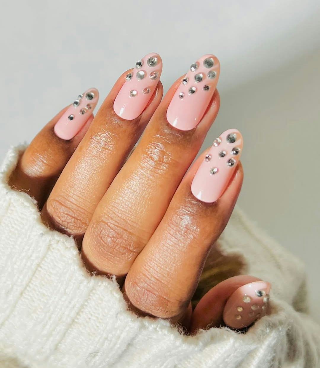 Try bubble bath nails with rhinestone studs for Christmas 2024.