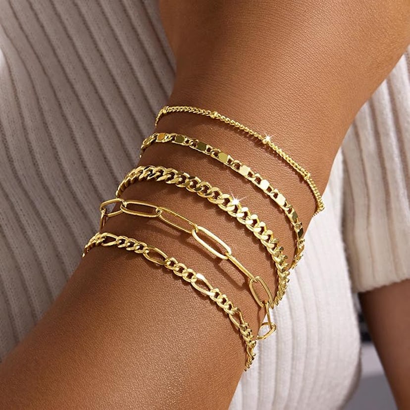 Gokeey Gold Bracelet Set (5-Piece)