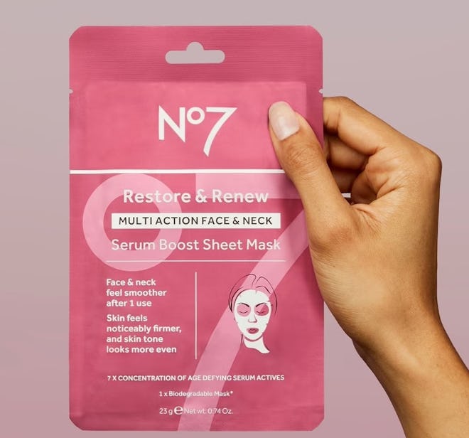 No7 Restore & Renew Multi-Action Face & Neck Serum Boost Sheet Mask
