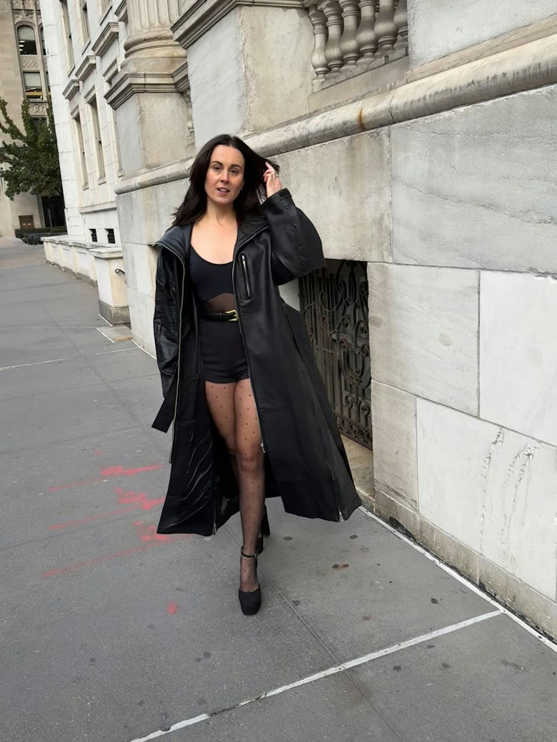 Elite Daily editor Sarah Ellis in a "girls night out" hot pants outfit