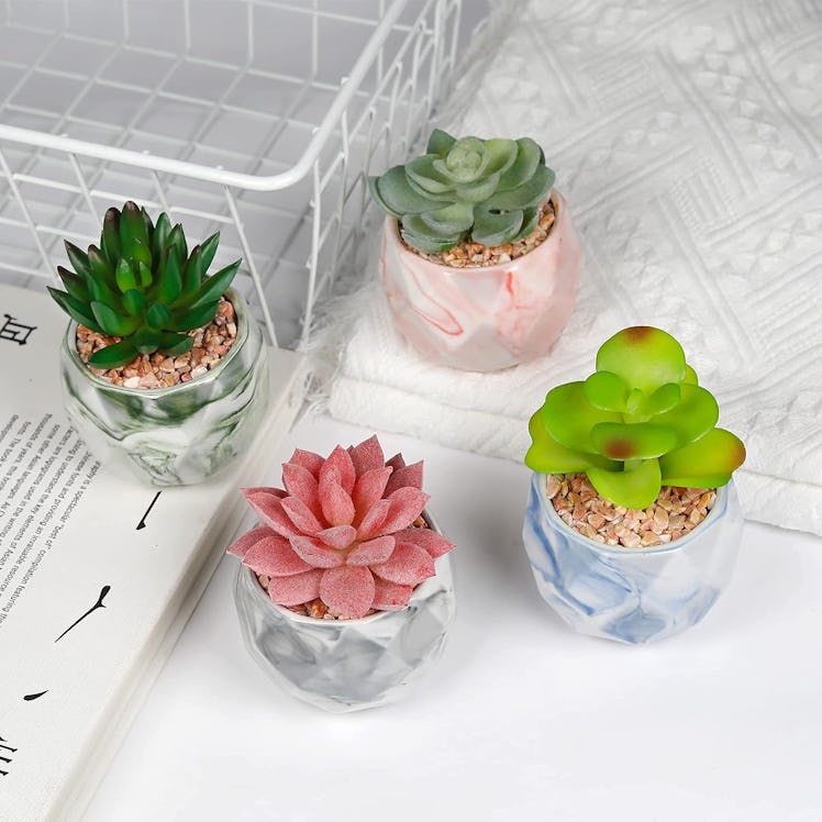 SOPHSEAG Potted Faux Succulents (4-Pack)