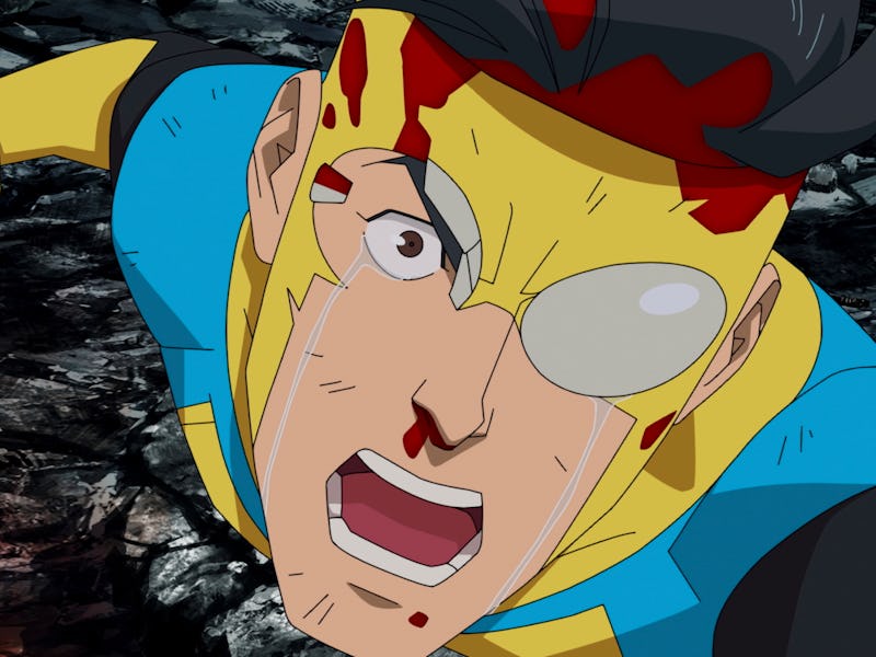Mark Grayson (Steven Yeun) attacks in Invincible