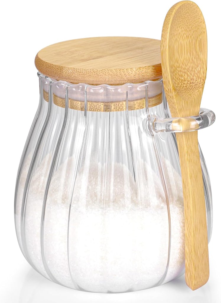 holoith Sugar Container With Bamboo Lid & Spoon