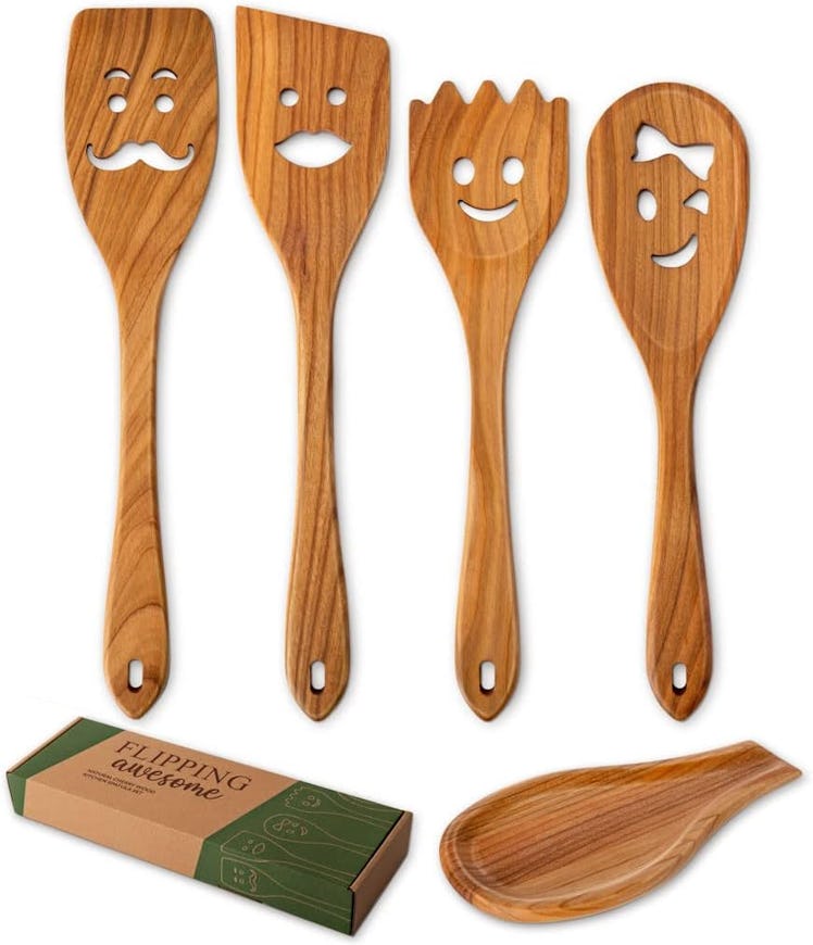 MyFancyCraft Smiley Face Wooden Spoons (4 Pieces)