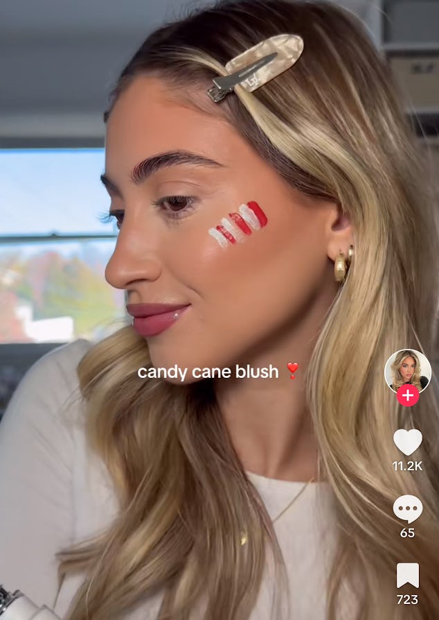 The &ldquo;candy cane blush&rdquo; hack is trending for winter 2025.