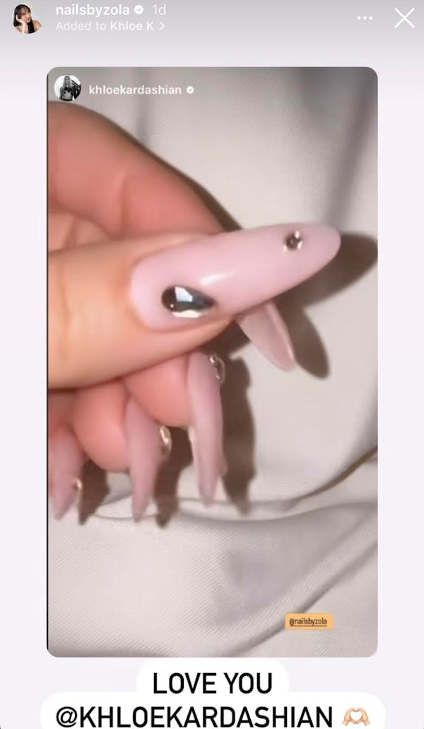 Khloé Kardashian wore gemstone-covered nails in London.