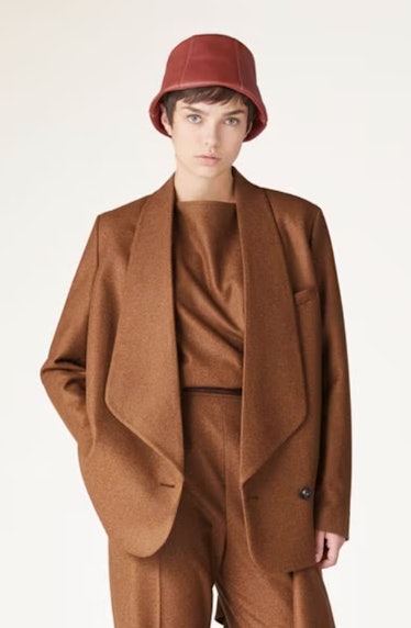 brown blazer jacket wool