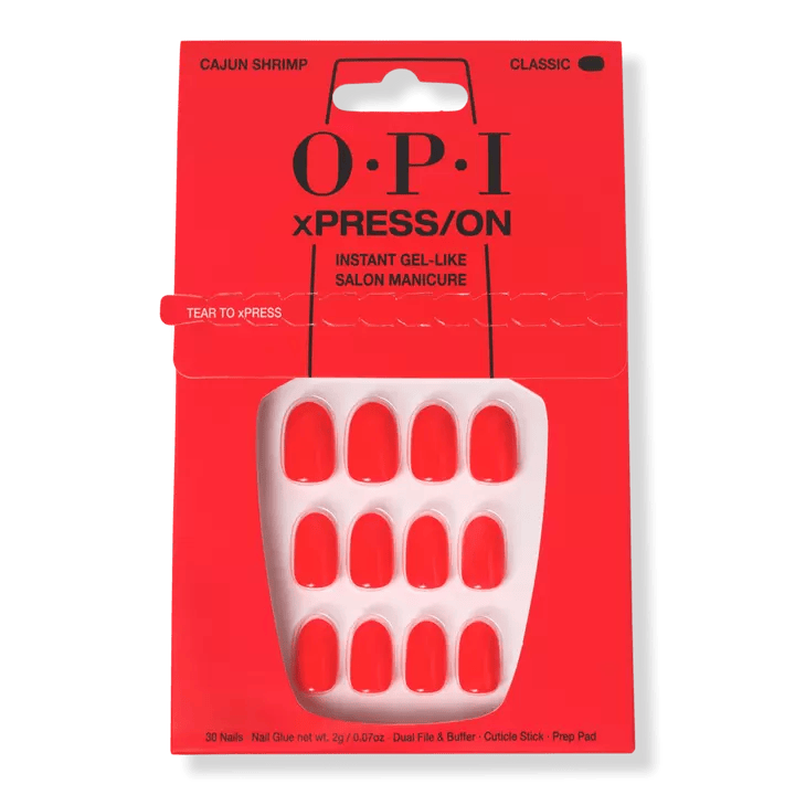 OPI xPRESS/On Short Solid Color Press On Nails in Cajun Shrimp