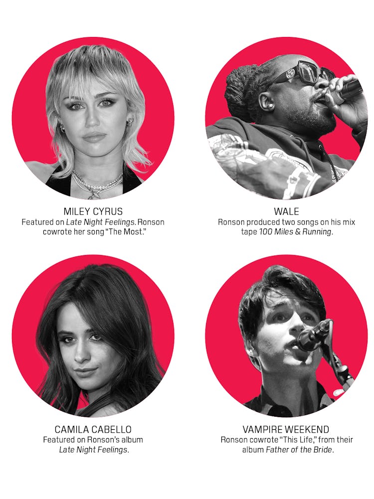 Headshots of Miley Cyrus; Rapper Wale; Camila Cabello; Vampire Weekend.