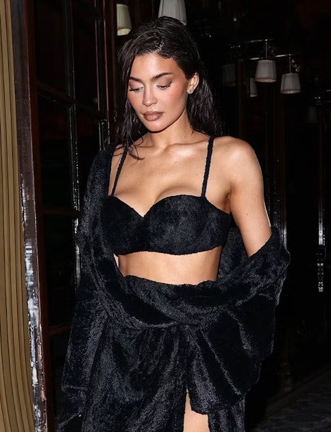 Kylie Jenner Wore a Robe Dress With a Matching Bra Top