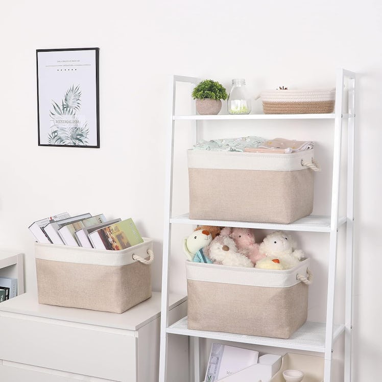 Bidtakay Fabric Baskets with Handles (3-Pack)