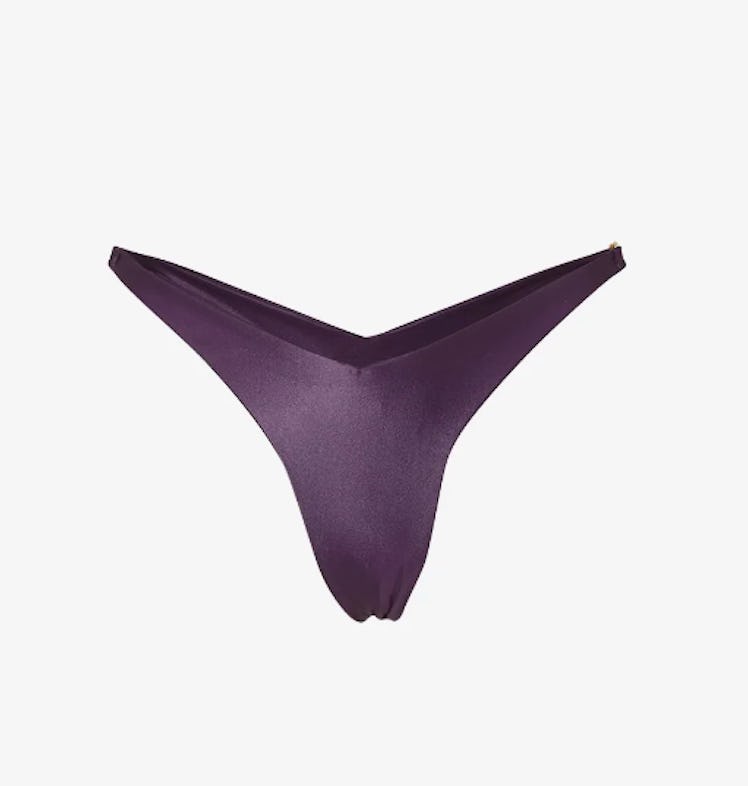 metallic purple thong bikini