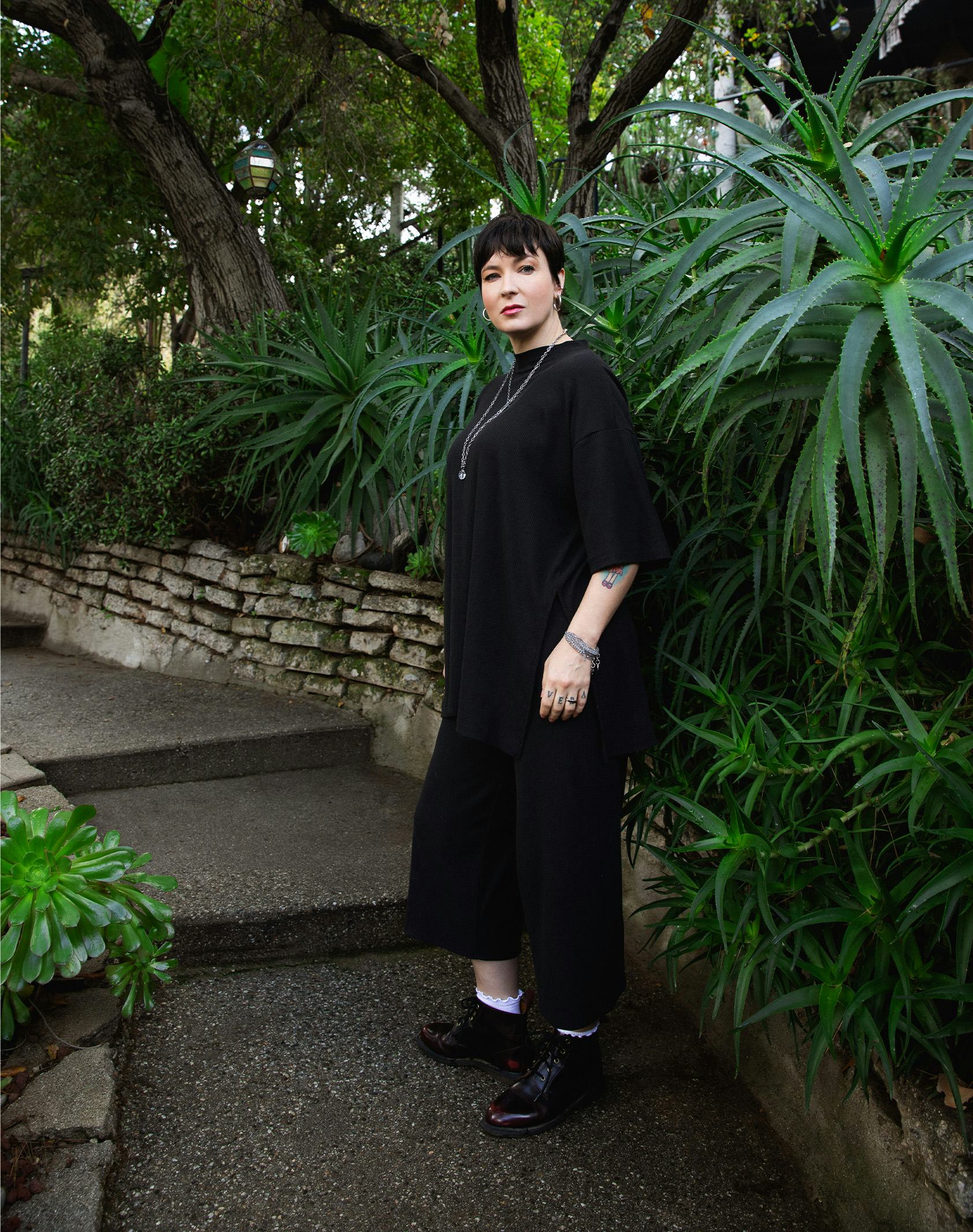 Diablo Cody (&lsquo;Lisa Frankenstein,&rsquo; &lsquo;Jennifer’s Body&rsquo;) poses next to succulents.