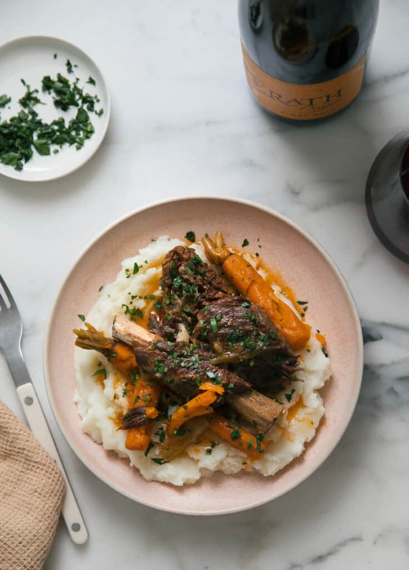 Garlicky braised short ribs, a hearty at-home Valentine's Day dinner idea