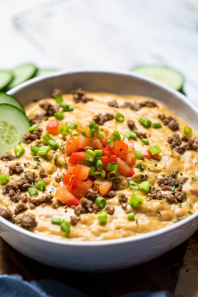 Slow cooker vegan rotel dip, a delicious super bowl dip to celebrate the big game.