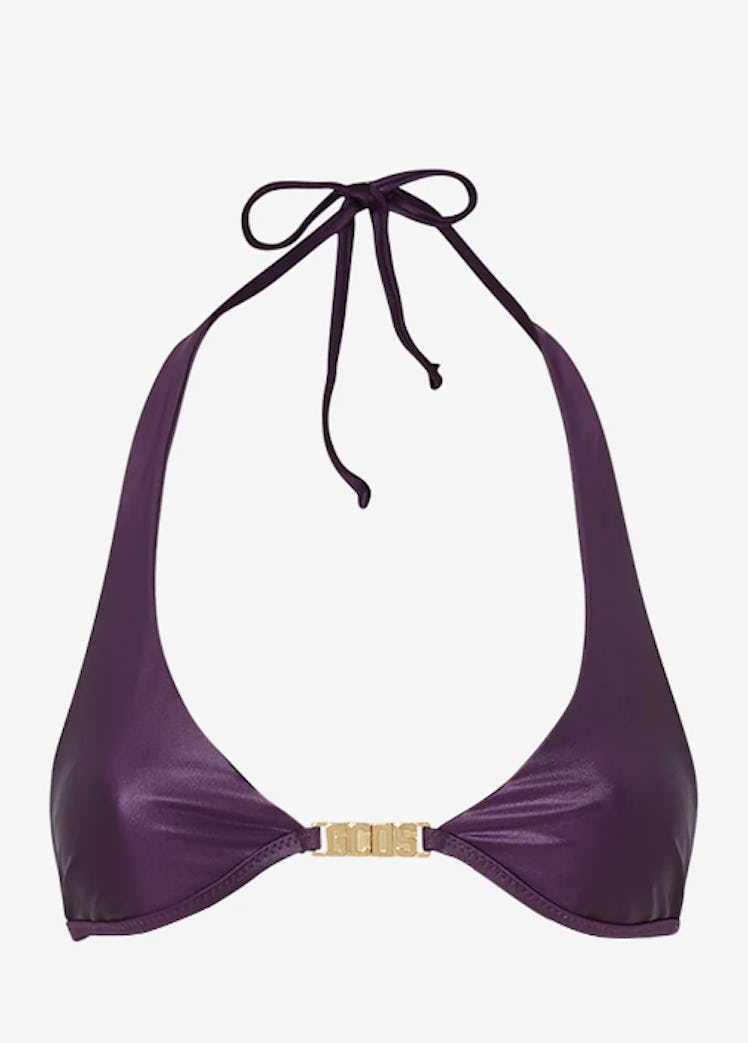 purple halter neck bikini