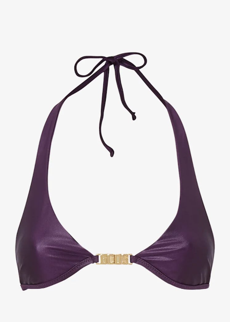 purple halter neck bikini