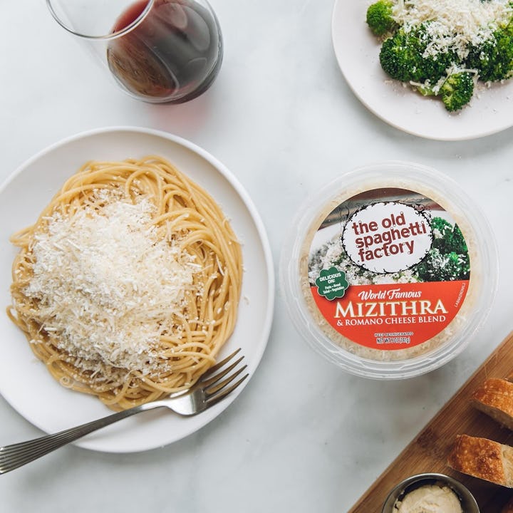 The Spaghetti Factory's Mizithra Cheese is a restaurant food you can buy and keep at home.