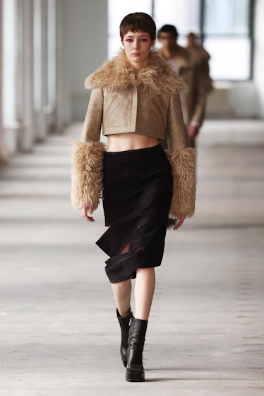 Model on the runway at Eckhaus Latta RTW Fall 2024 as part of New York Ready to Wear Fashion Week he...