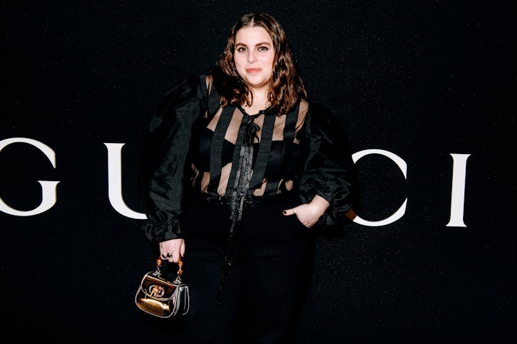 Beanie Feldstein at the Gucci Ancora Party held on February 10, 2024 in New York, New York. 