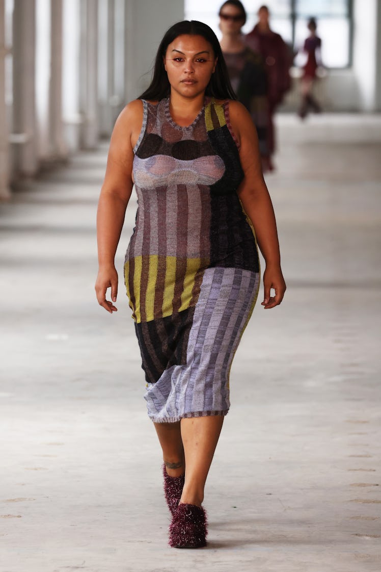 Paloma Elsesser on the runway at Eckhaus Latta RTW Fall 2024 as part of New York Ready to Wear Fashi...