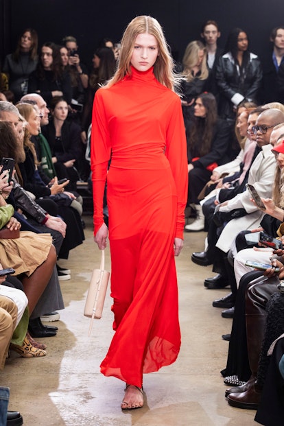 Proenza Schouler model in red dress