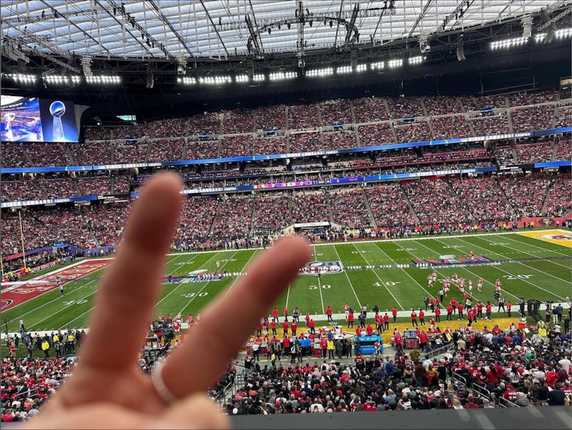 Lady Gaga’s “two” sign at Super Bowl LVIII