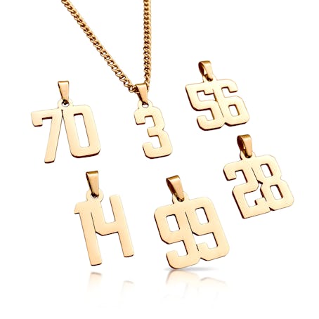 This number pendant necklace is like the 87 necklace that Taylor Swift wore to the Super Bowl. 