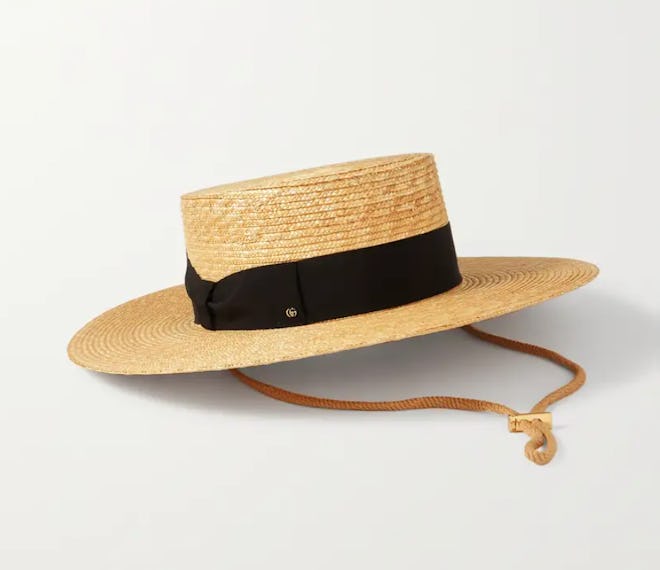 Gucci Alba grosgrain-trimmed straw boater hat