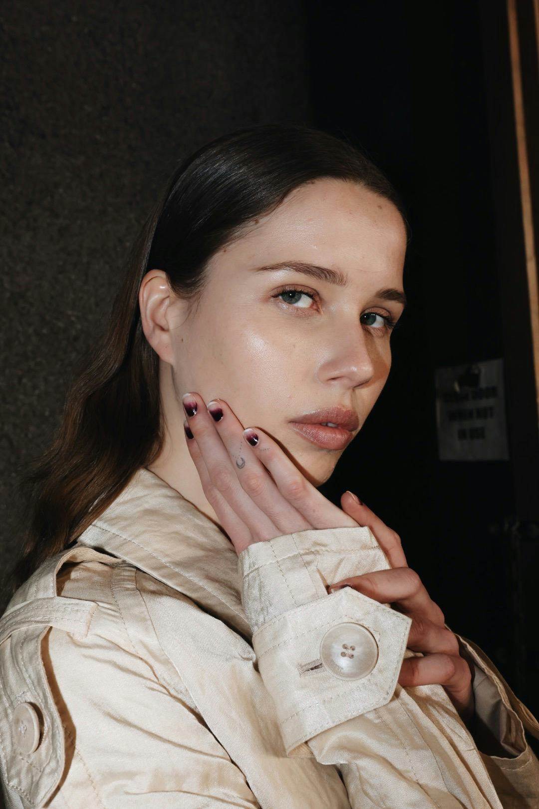 There were blood red ombré nails at Jason Wu.