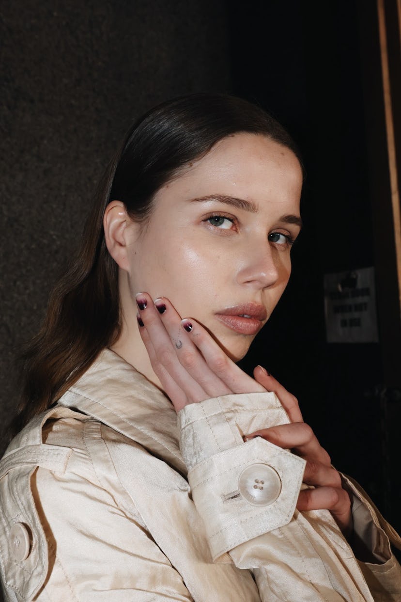 There were blood red ombré nails at Jason Wu.