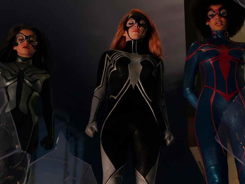 Isabela Merced, Sydney Sweeney, and Celeste O’Connor in Madame Web