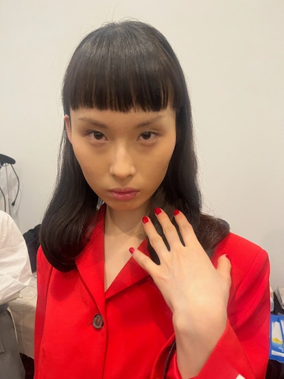 There were cherry red nails at Sandy Liang.