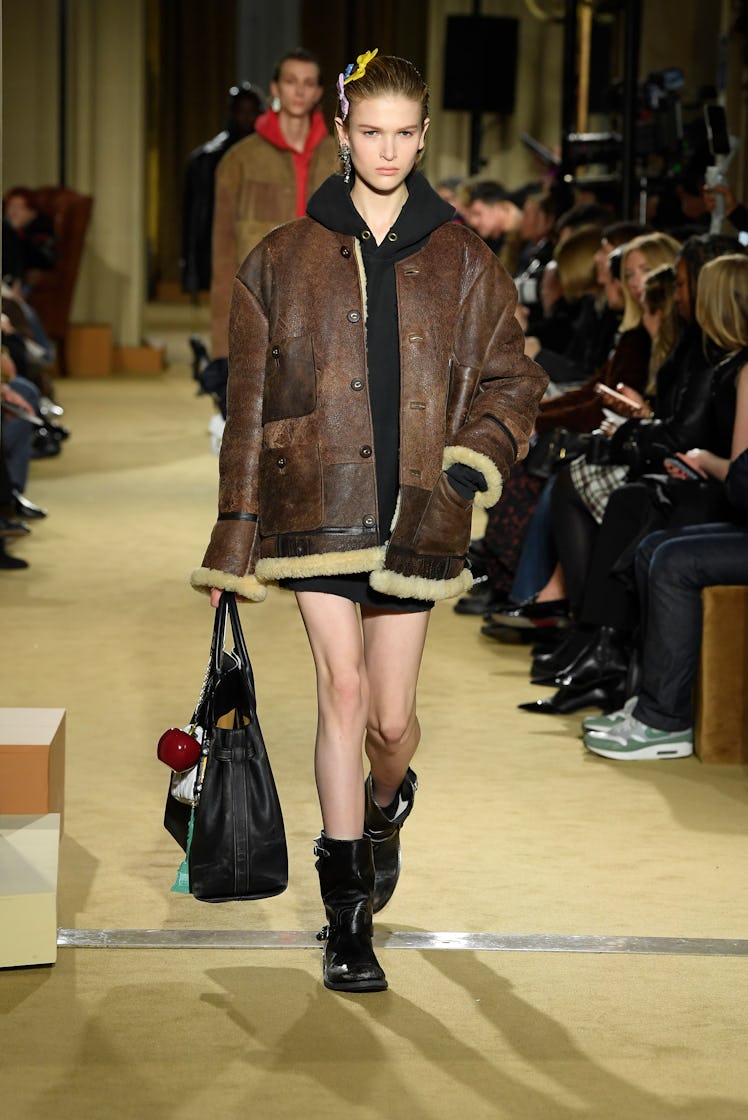 Model on the runway at Coach RTW Fall 2024 as part of New York Ready to Wear Fashion Week held at th...