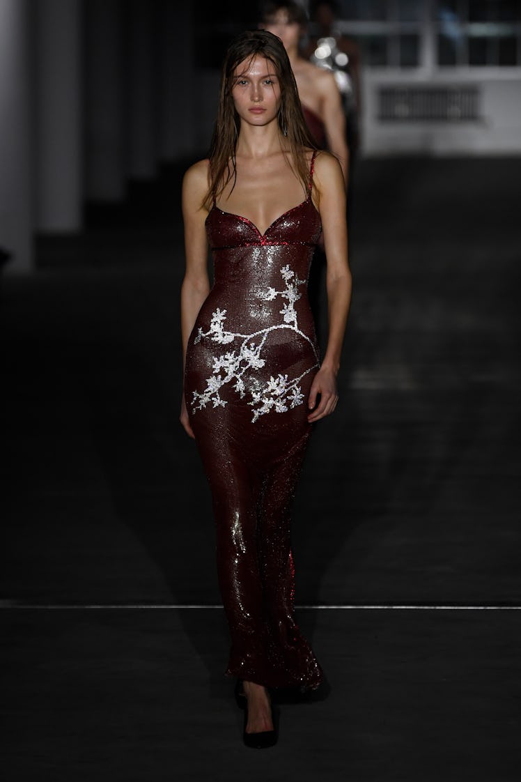 Model on the runway at Ludovic de Saint Sernin RTW Fall 2024 as part of New York Ready to Wear Fashi...