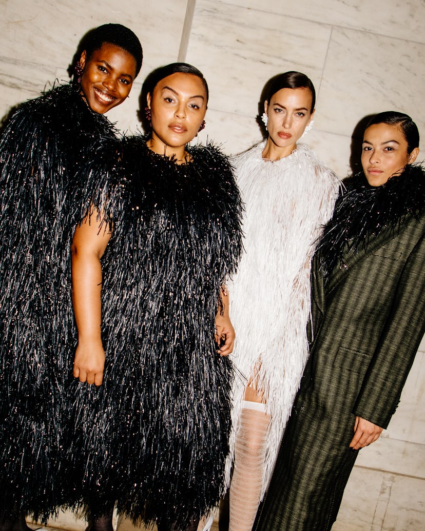 Models backstage at Tory Burch