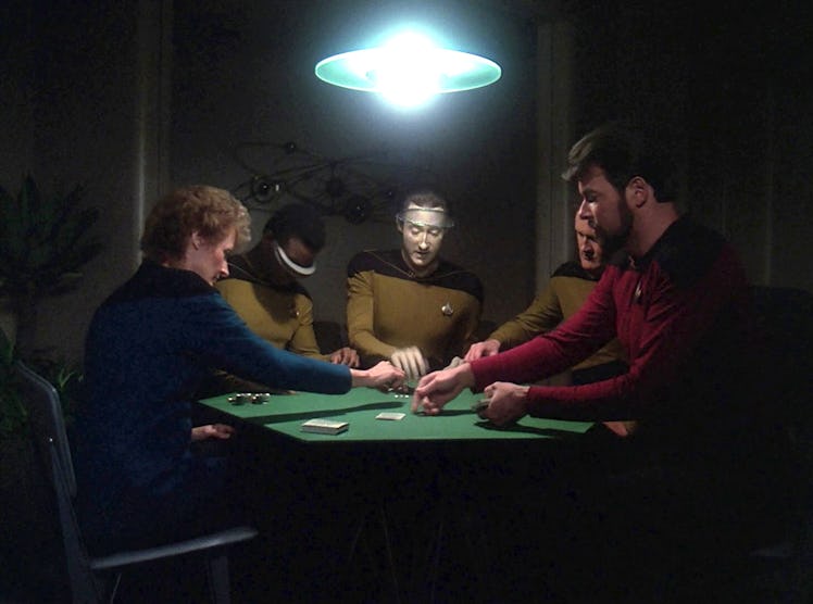 The crew plays poker in "The Measure of a Man," in 'Star Trek: The Next Generation,' Season 2