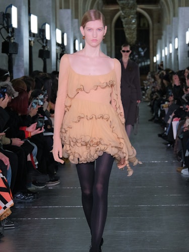 A model walks the runway at Tory Burch RTW Fall 2024 as part of New York Ready to Wear Fashion Week ...