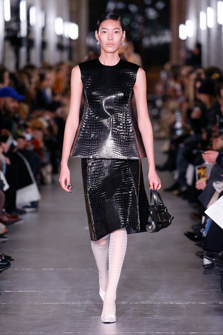 a look from tory burch fall 2024 shown at new york fashion week