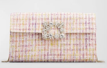 pink plaid tweed bag