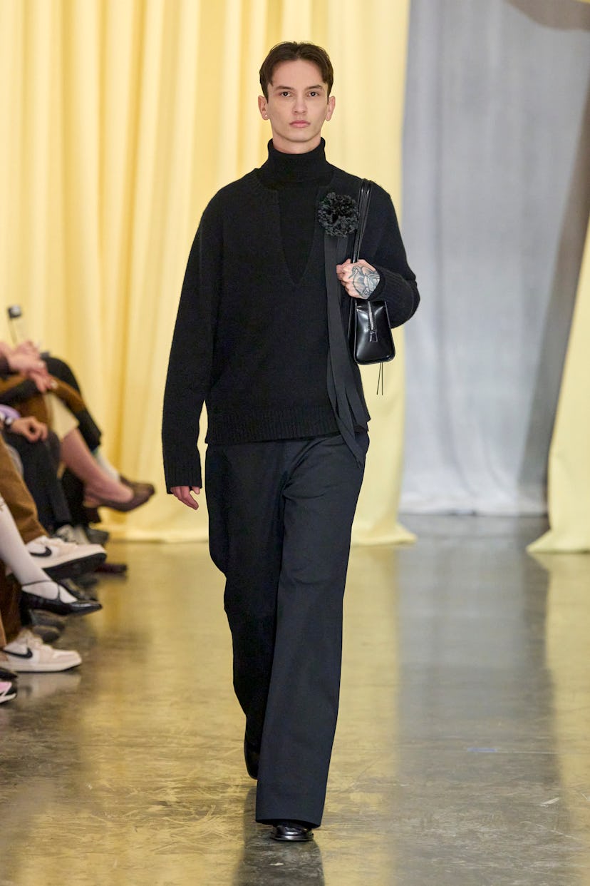 Juno Mitchell models for Sandy Liang's NYFW Fall 2024 show. 