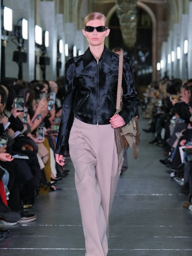 A model walks the runway at Tory Burch RTW Fall 2024 as part of New York Ready to Wear Fashion Week ...