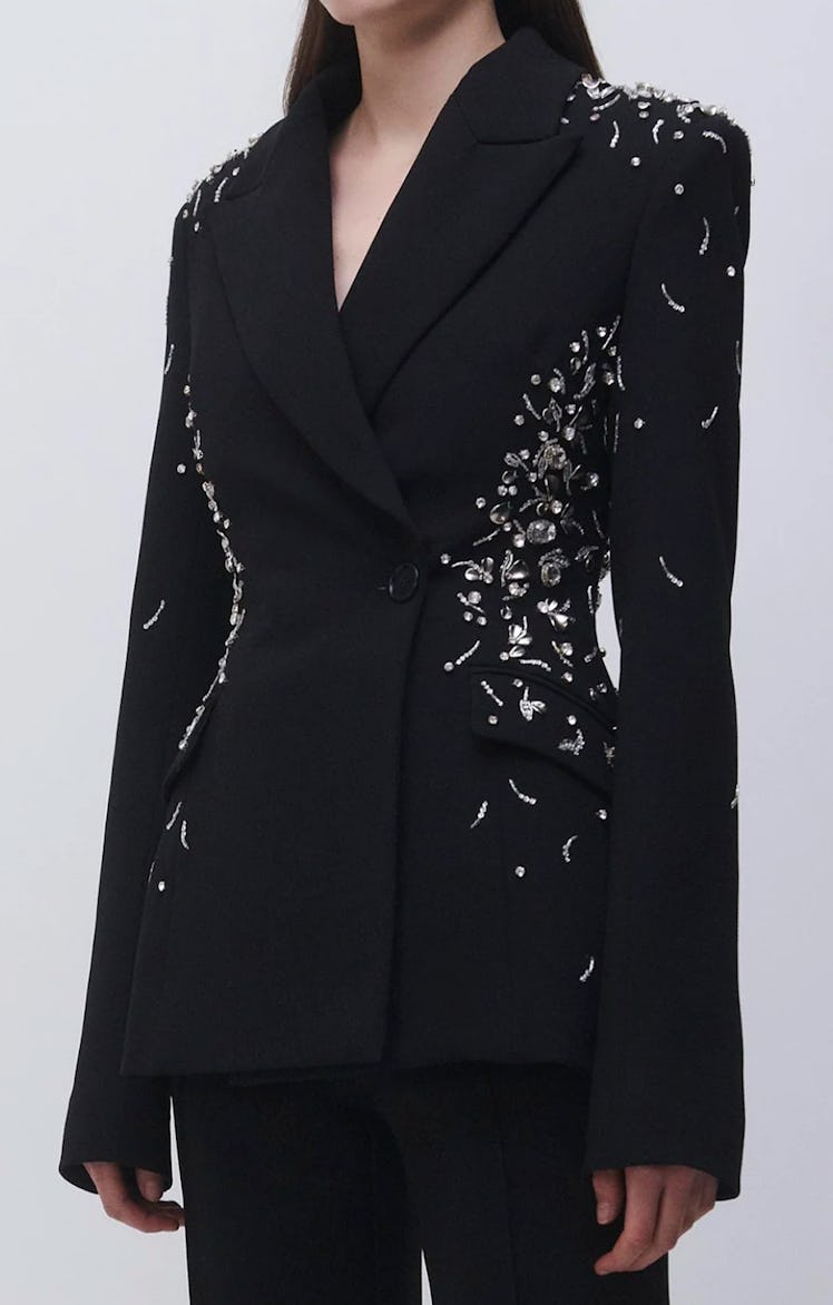 black crystal embellished blazer