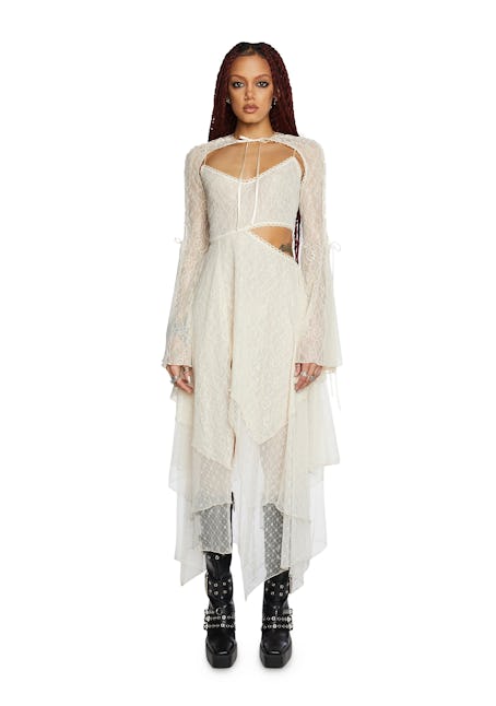 Current Mood Fairydust Chronicles Lace Dress & Shrug Set (Off White)