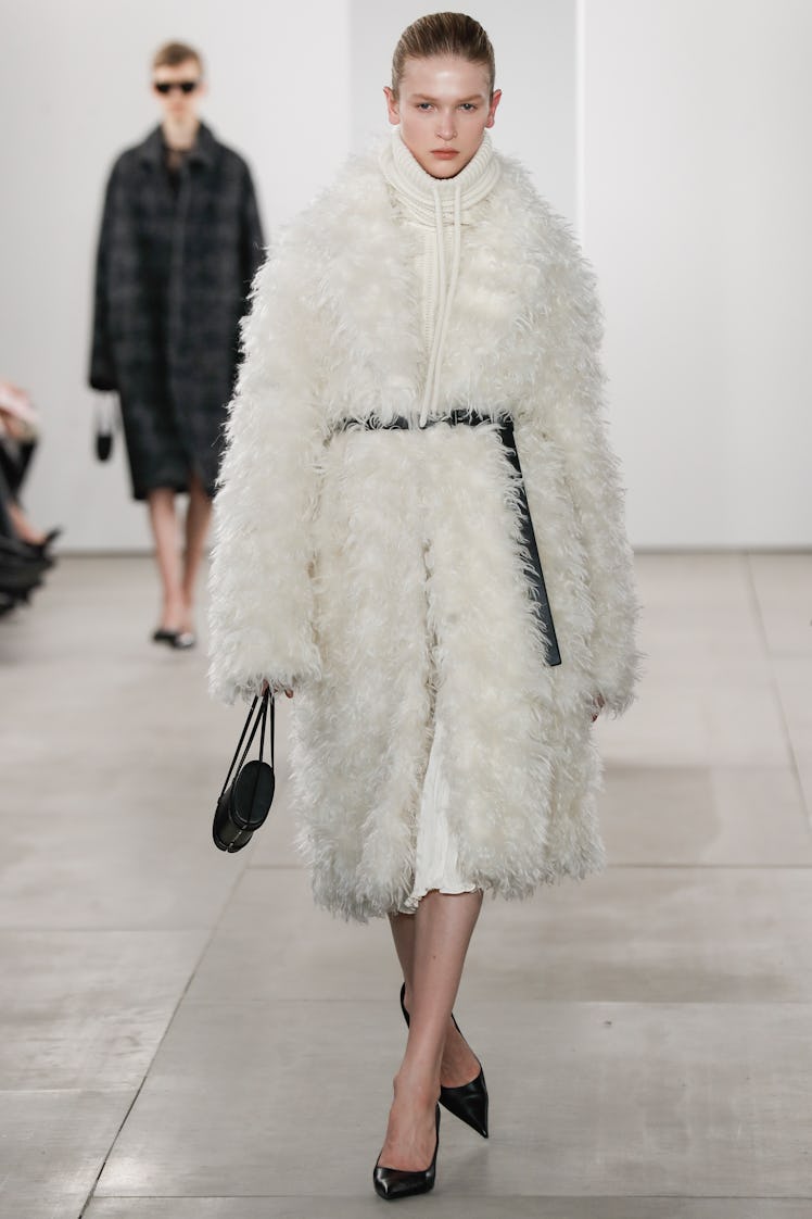 A model walks the runway during the Michael Kors Ready to Wear Fall/Winter 2024-2024 fashion show as...