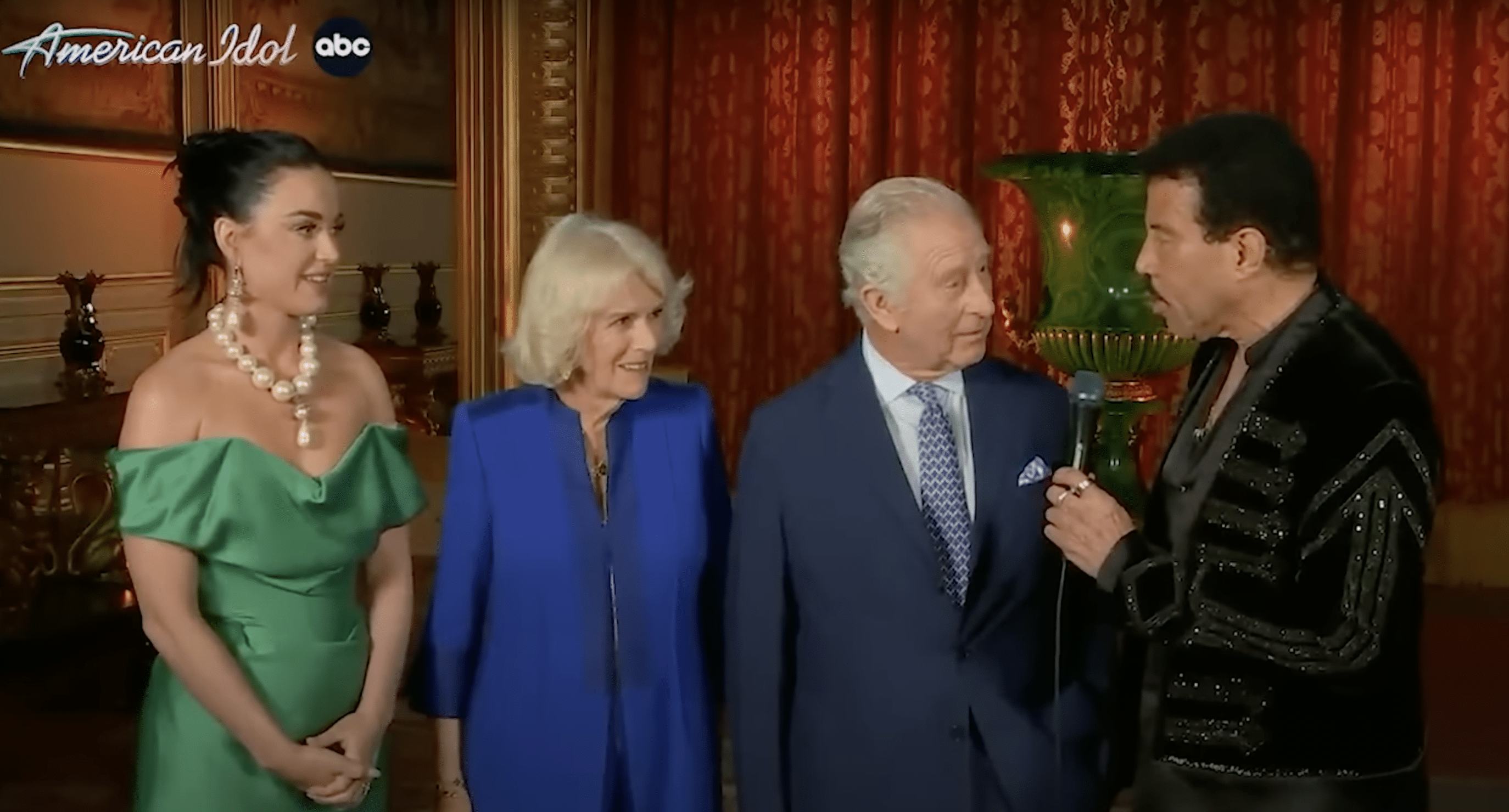 Katy Perry, Queen Camilla, King Charles, and Lionel Richie.