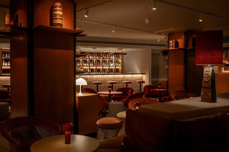 An elegantly lit bar