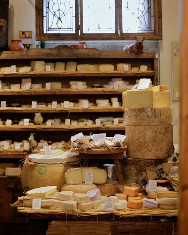 Cheeses on display at La Fromagerie in London