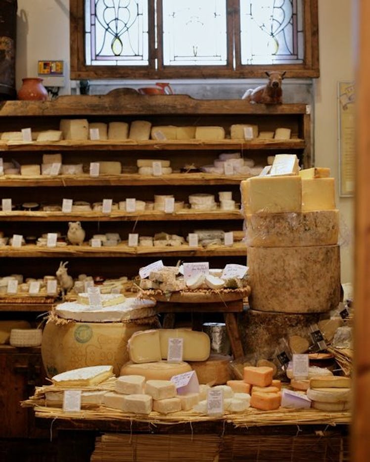 Cheeses on display at La Fromagerie in London